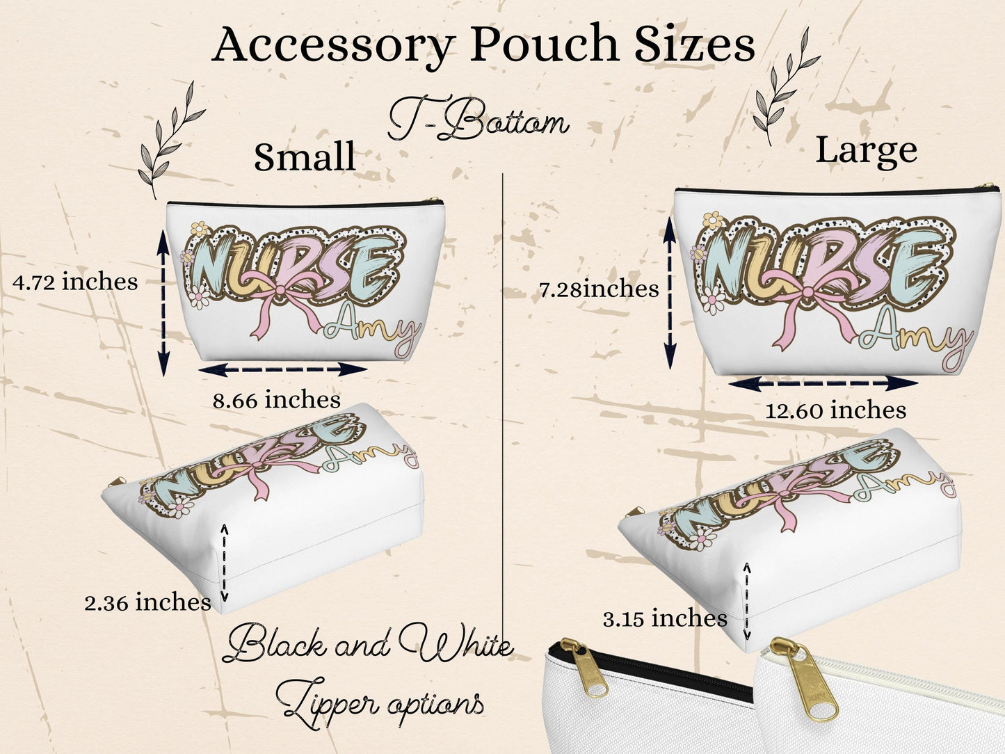 Personalized Nurse Makeup Bag: Custom Name Cosmetic Pouch