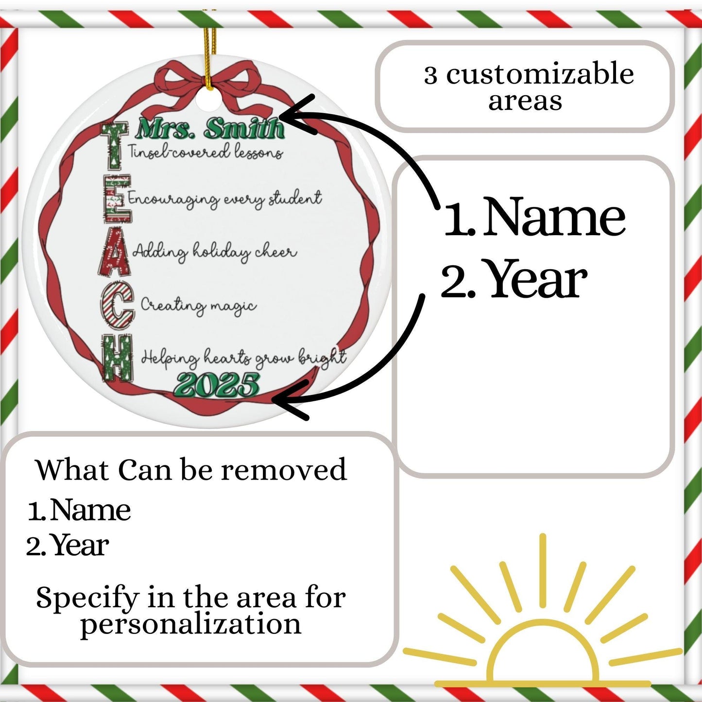 Custom Teacher Ornament: 2025 Graduation Keepsake, Classroom Christmas Decor