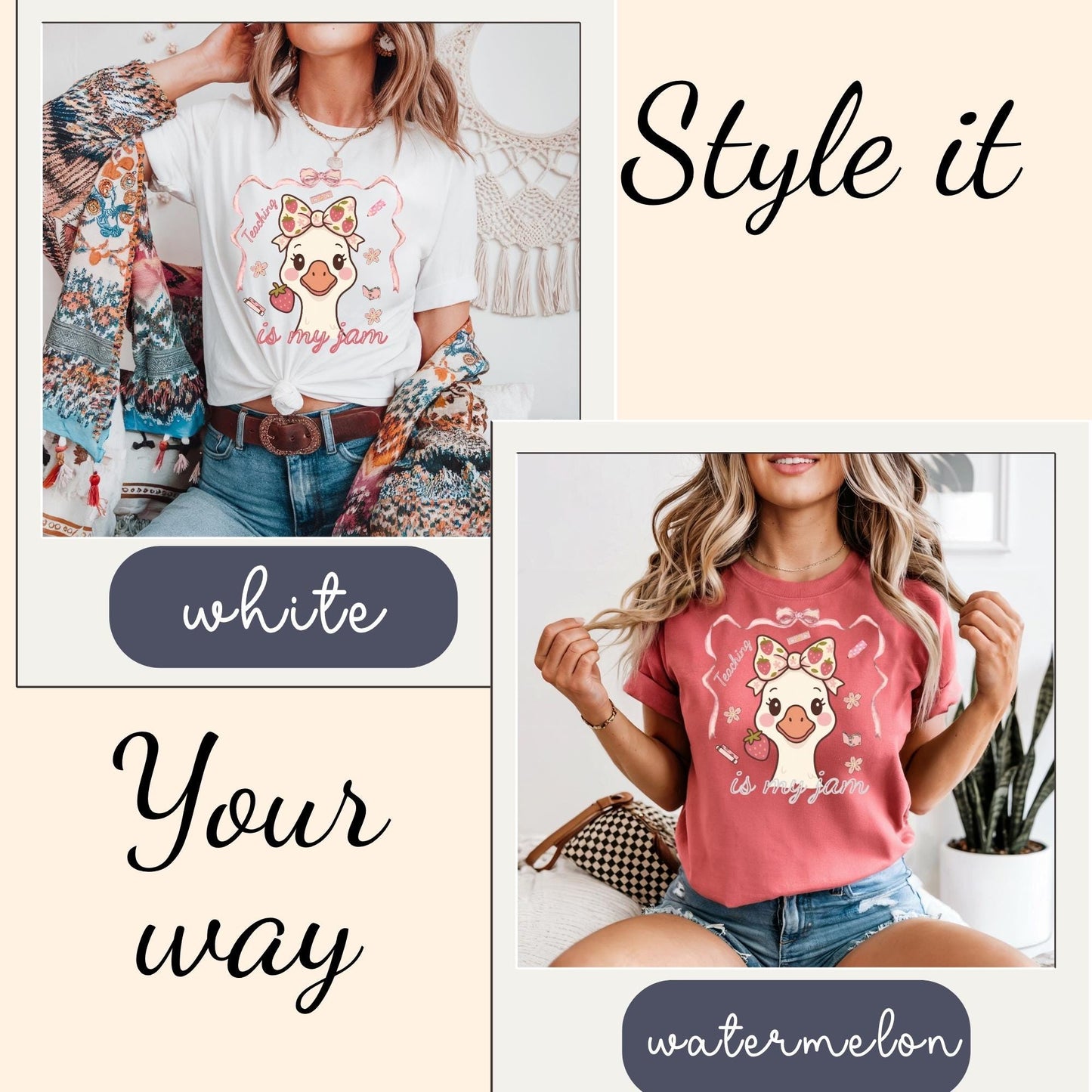 Funny Goose Teacher T-Shirt: Teaching Is My Jam - Comfort Colors