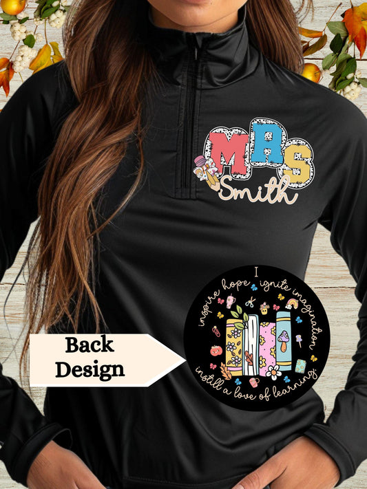 Teacher Appreciation Quarter Zip Pullover: Custom Polyester Activewear