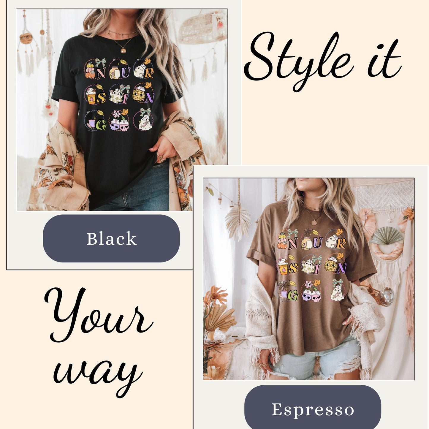 Spooky Ghost Nurse Shirt: Comfort Colors Halloween RN LPN Tee