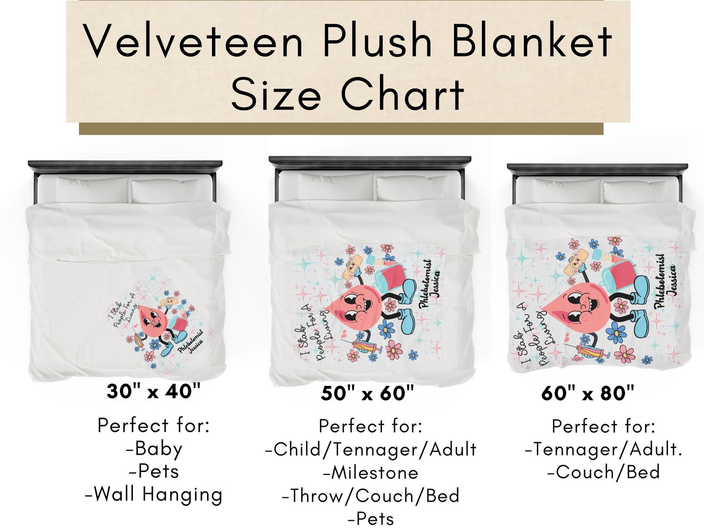 Custom Phlebotomist Fleece Throw Blanket: Funny Vein Finder Gift
