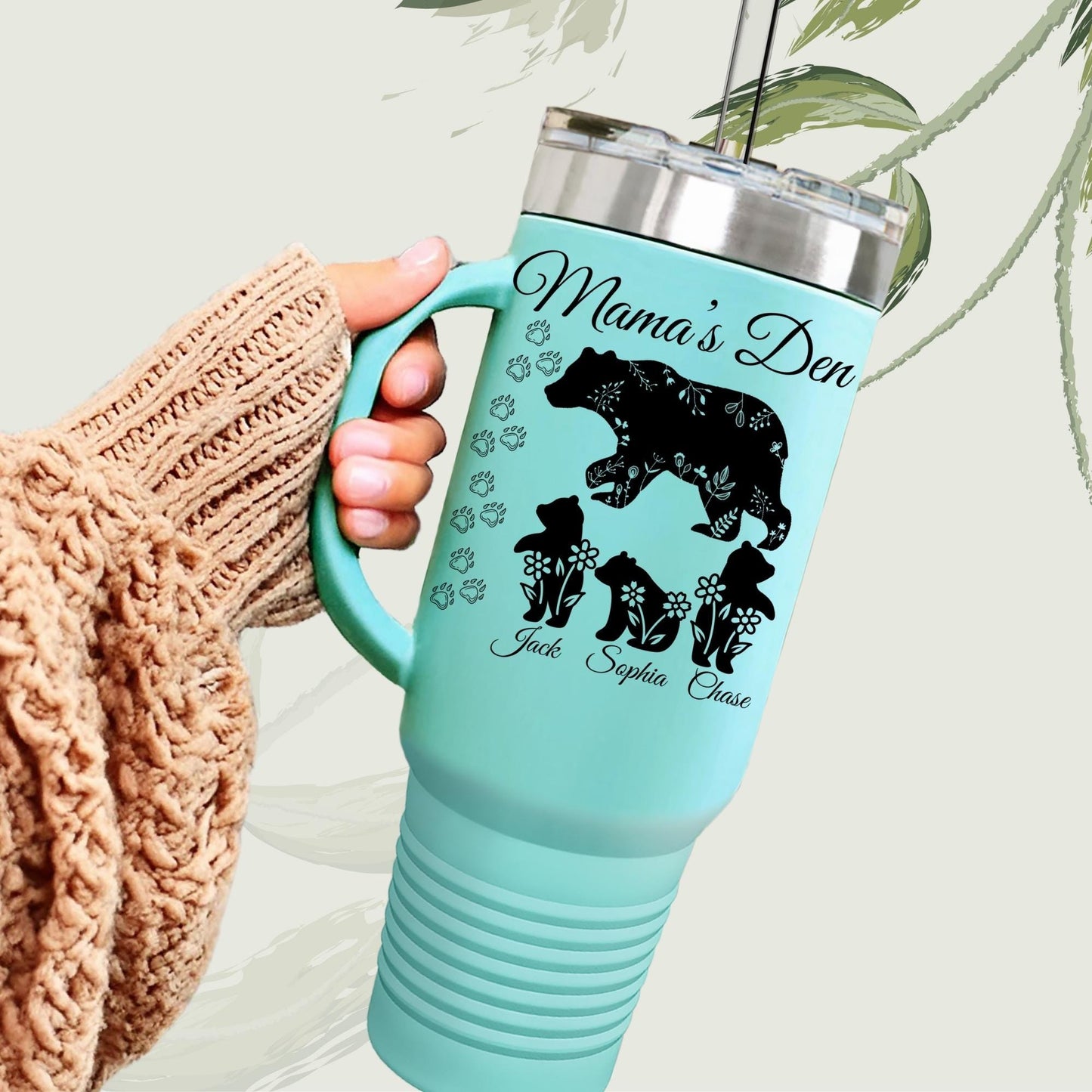 Personalized Mama Bear 40oz Tumbler: Insulated Coffee Mug Gift