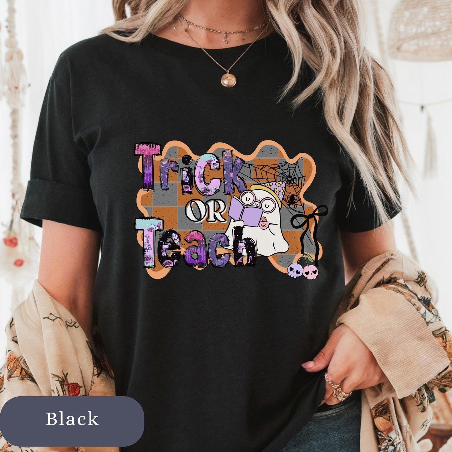 Trick or Teach Halloween T-Shirt: Comfort Colors Teacher Tee