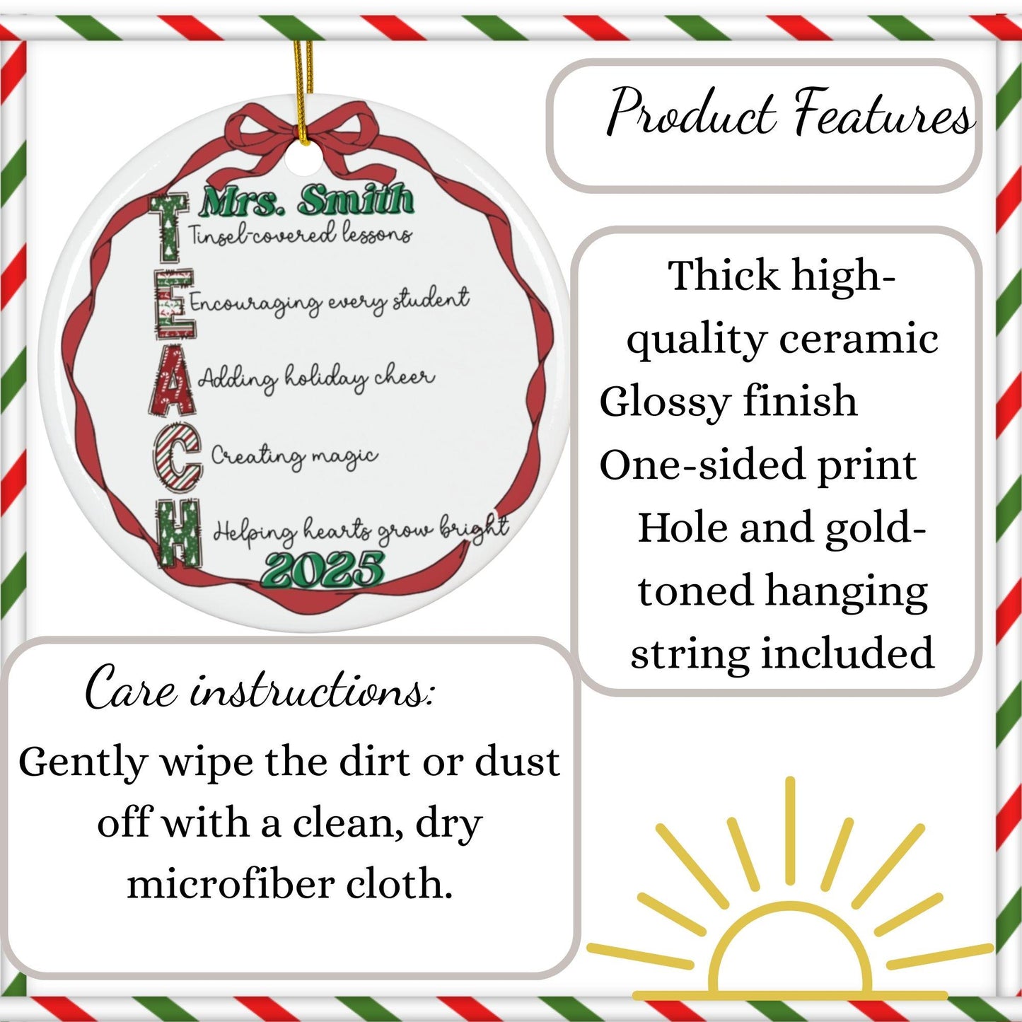 Custom Teacher Ornament: 2025 Graduation Keepsake, Classroom Christmas Decor