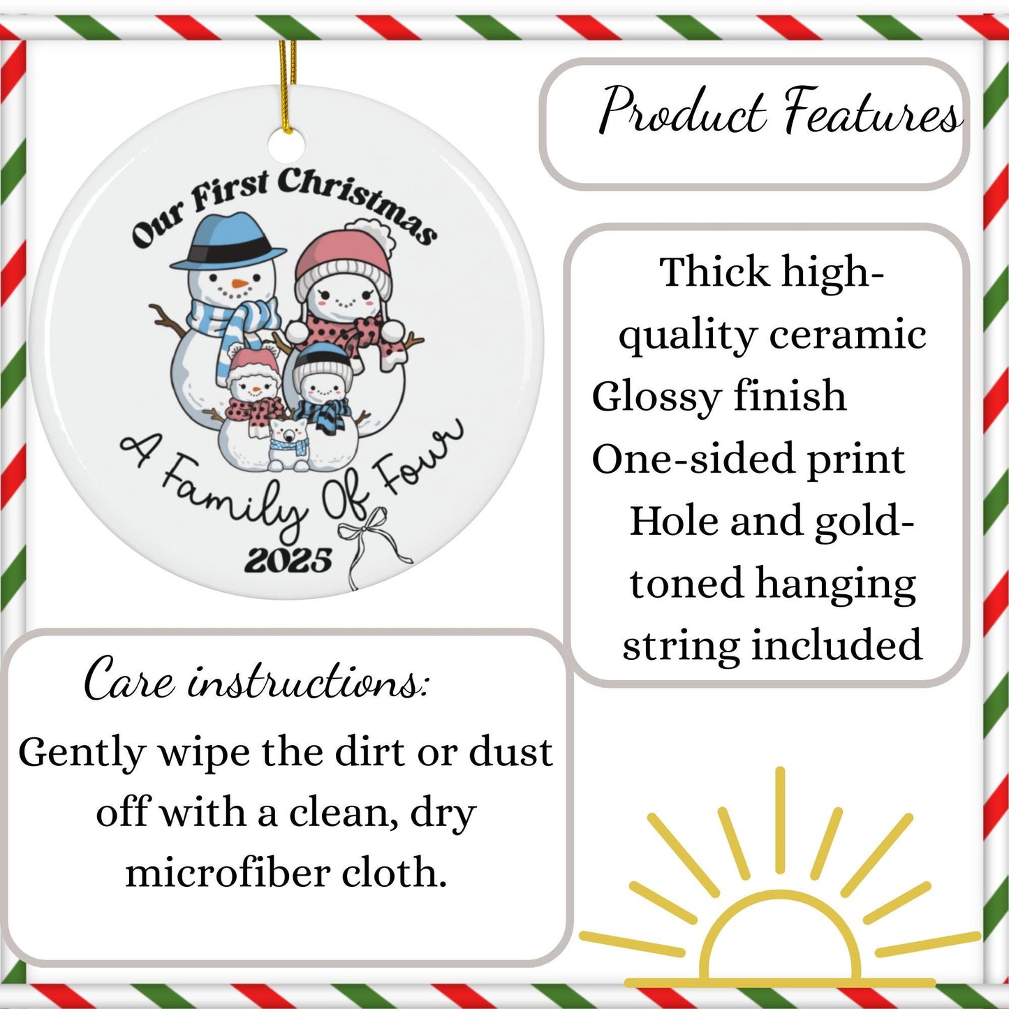 Personalized Family of Four Christmas Ornament 2025: Unique Snowman Keepsake