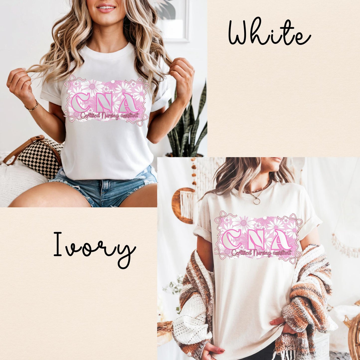 CNA Floral Comfort Colors Shirt: Certified Nurse Assistant Gift