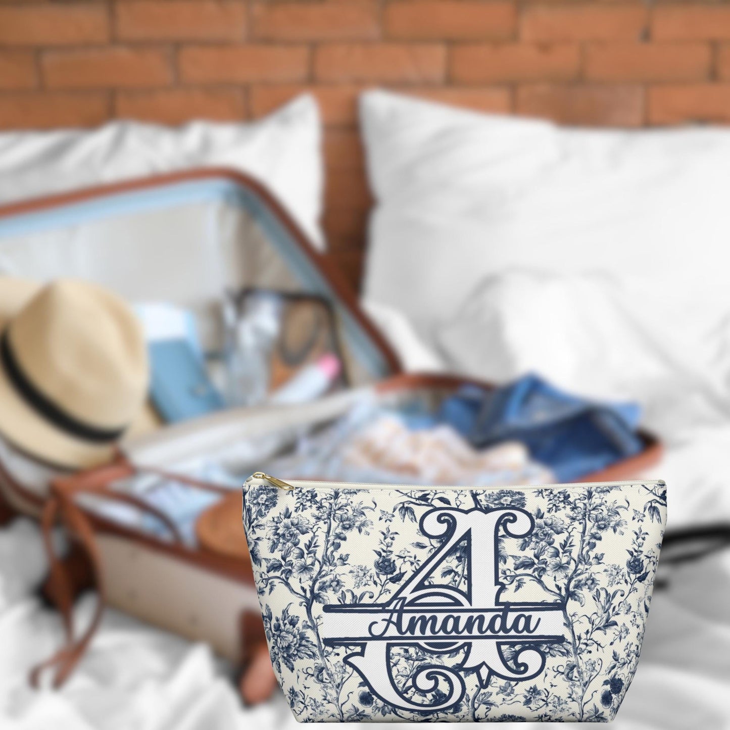 Monogrammed Makeup Bag: French Inspired Toiletry Pouch