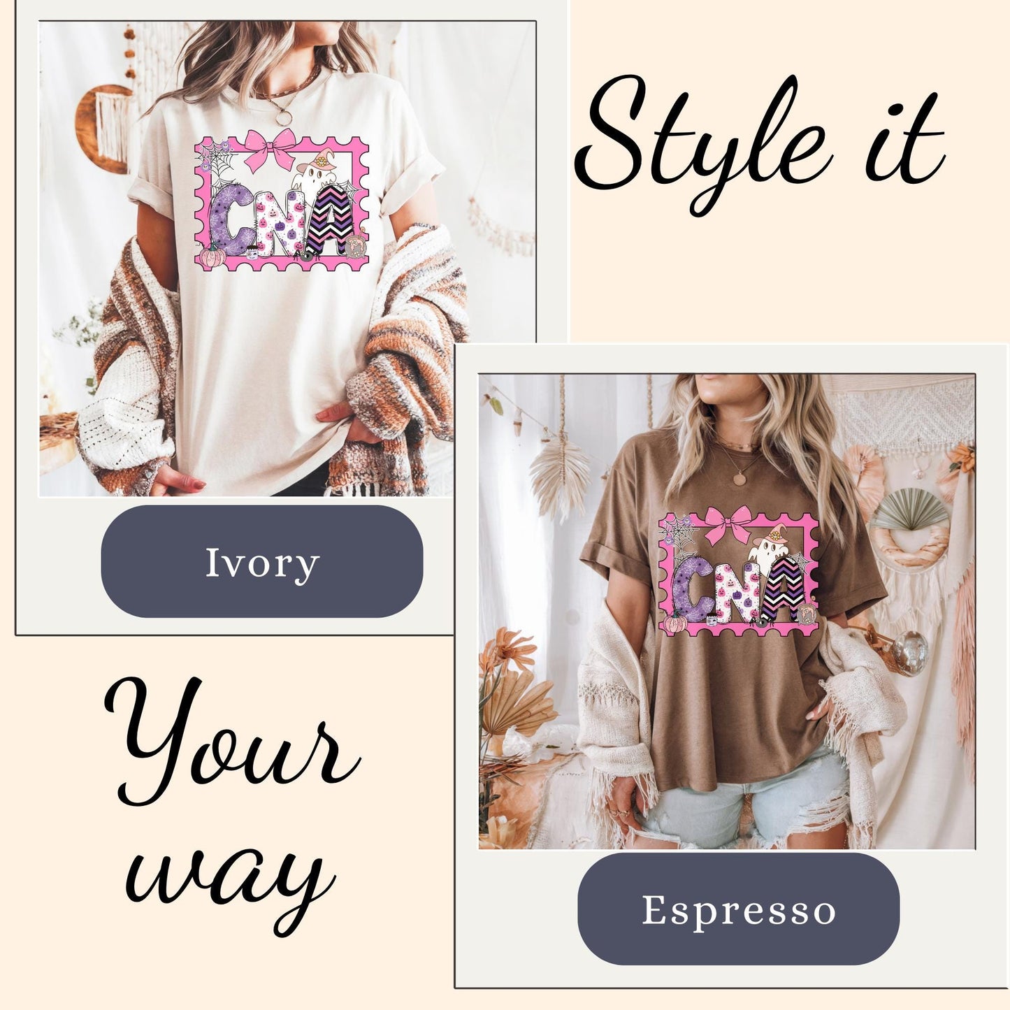 CNA Halloween Comfort Colors® nurse assistant autumn 100% cotton T-shirt S-4XL