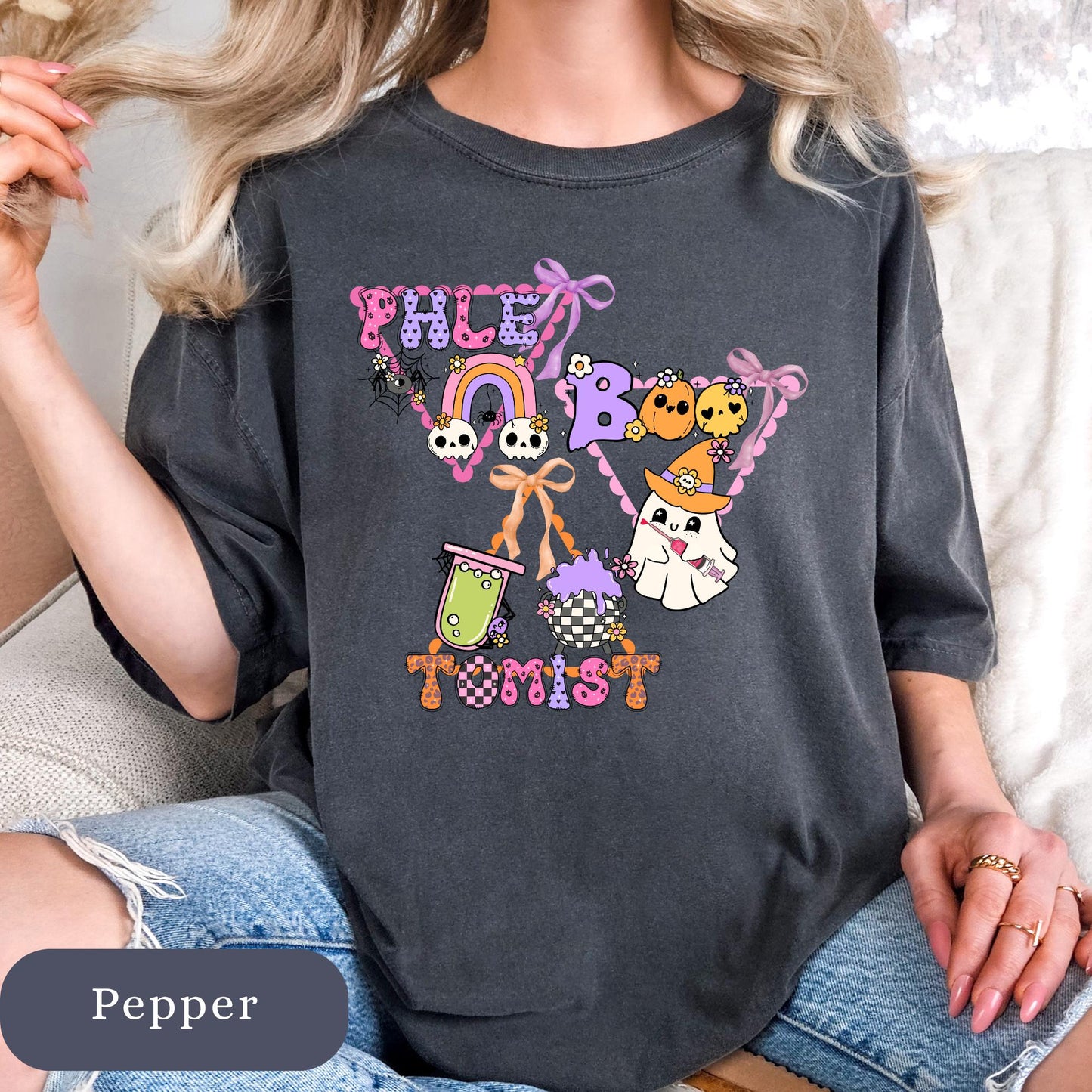 Spooky Phlebotomist Halloween T-Shirt: Comfort Colors Ghost Tee