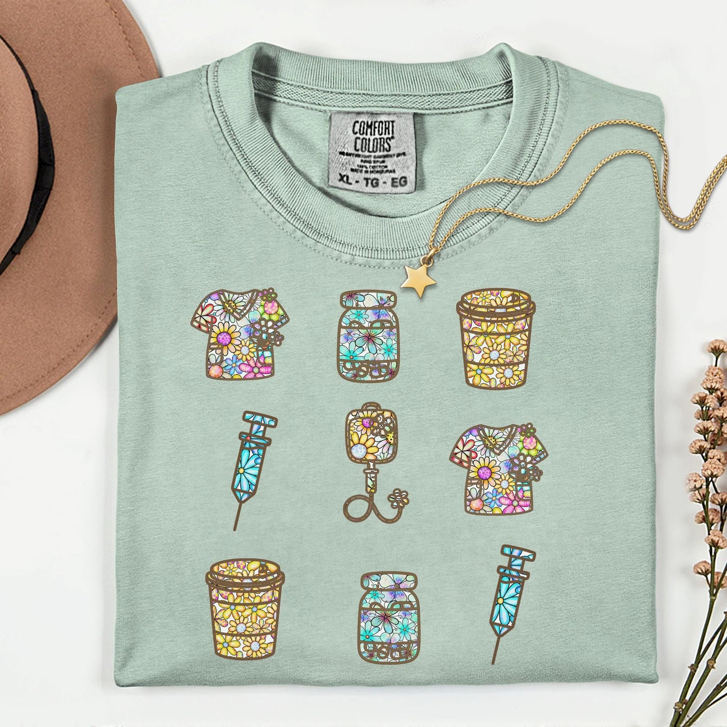 Registered nurse lpn comfort colors tshirt floral ER nurse gift idea shirt for icu nurse school nurse tee spring flower student nurse shirt