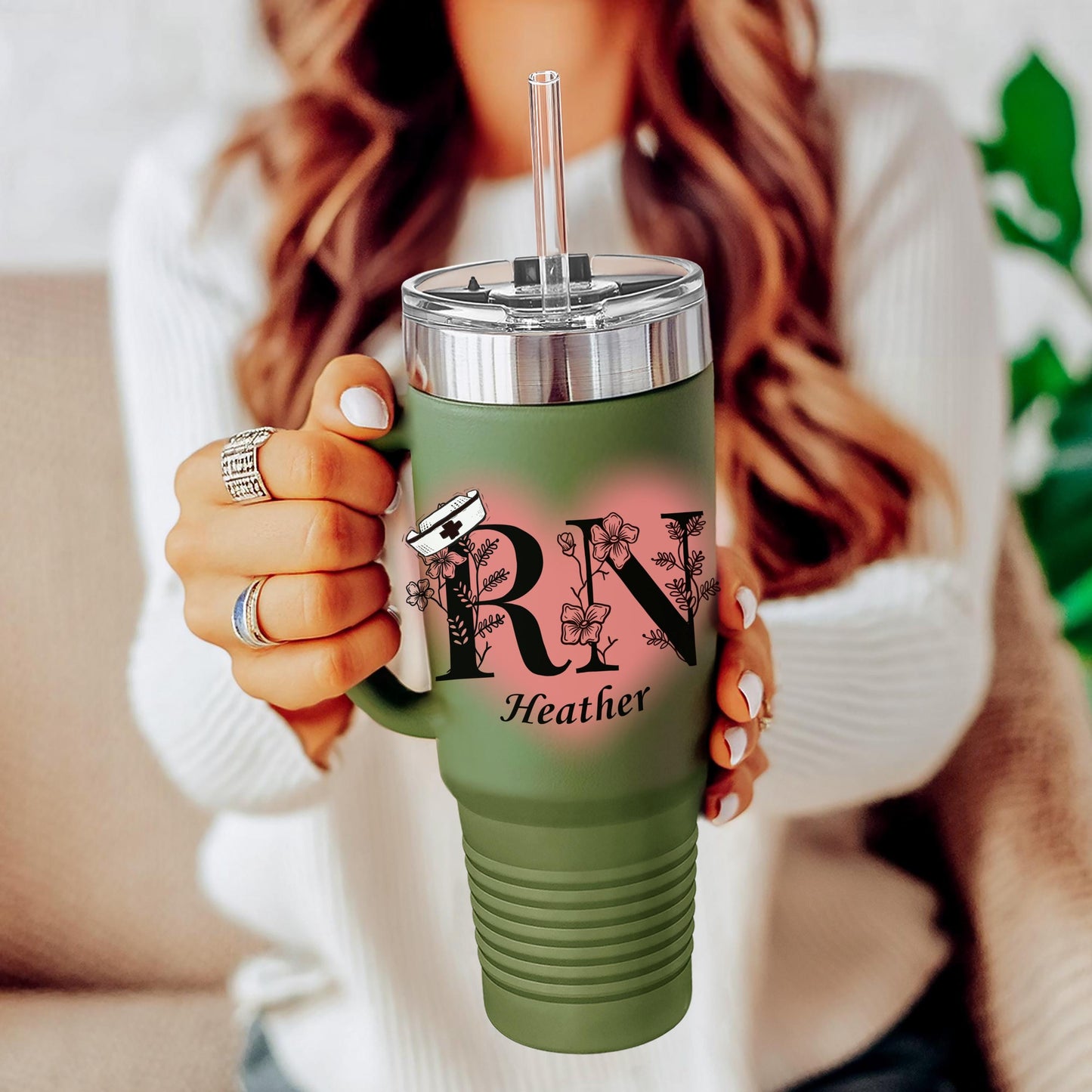 Personalized Nurse Tumbler 40oz: Insulated Stainless Steel Travel Cup