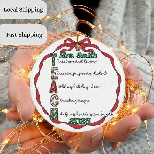 Custom Christmas Teacher appreciation ornament keepsake