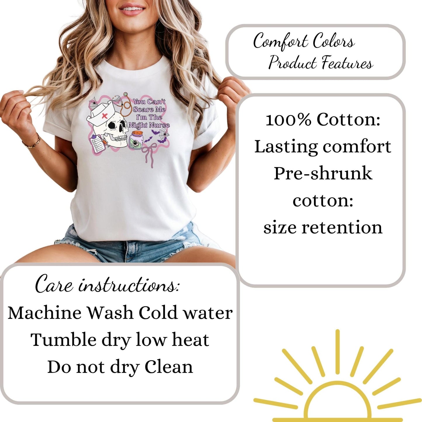 Night Shift Nurse Halloween Skeleton Comfort Colors® 100% cotton Autumn t-shirt S-4XL