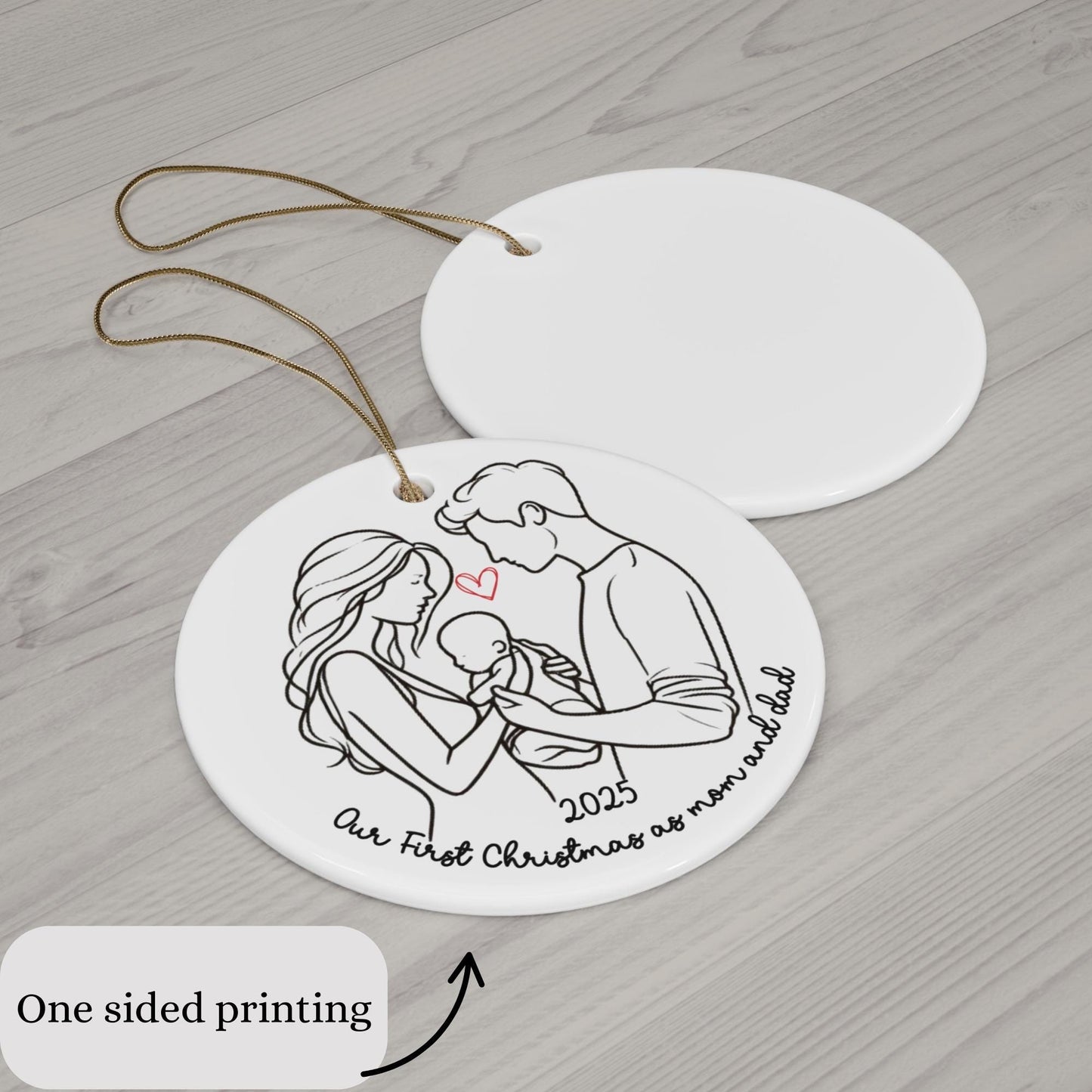 Mom & Dad's First Christmas 2025 Ornament: Ceramic Keepsake Decoration