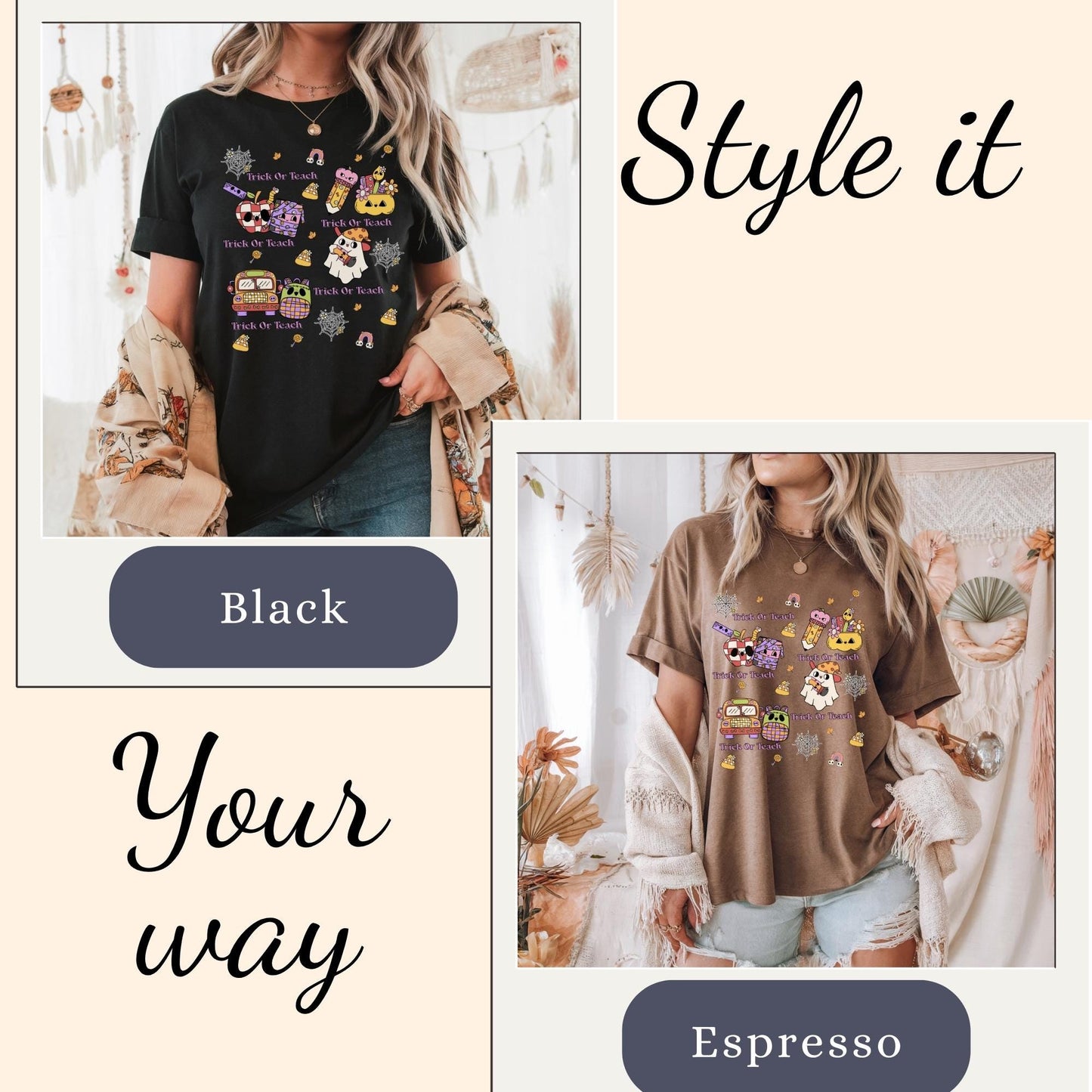 Spooky Halloween Comfort Colors ® 100%cotton Teacher t-shirt S-4xl