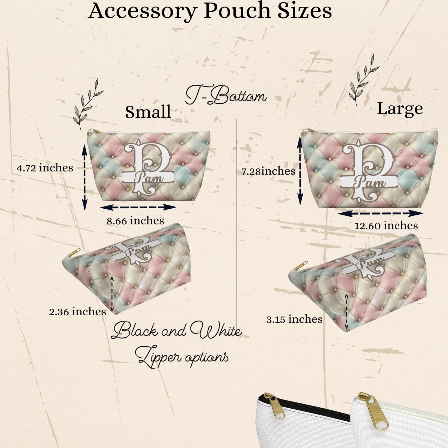 Personalized Monogram Accessory Pouch: Travel Makeup Bag, Gift for Mom