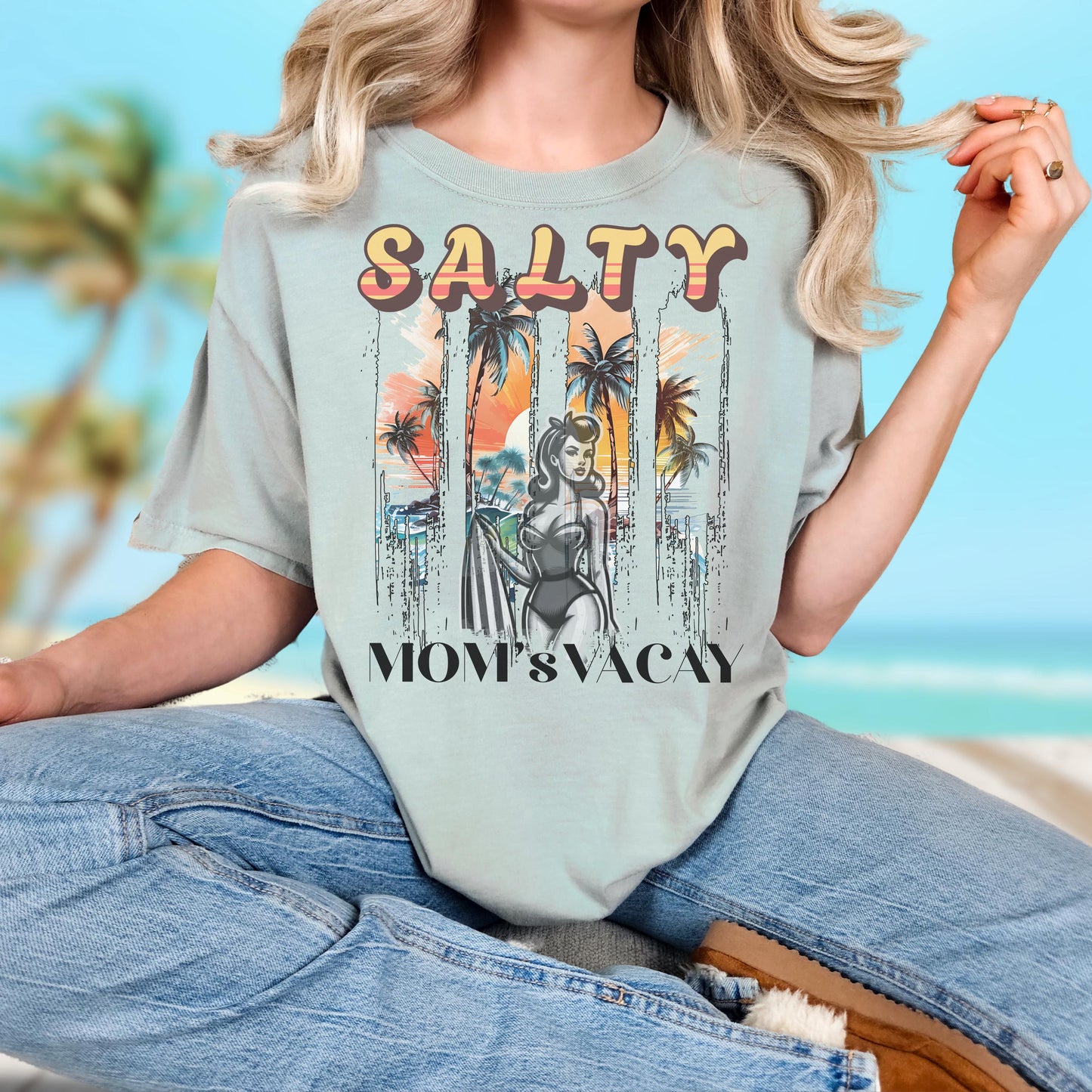 Salty Mom's Vacay T-Shirt: Comfort Colors Beach Trip Tee