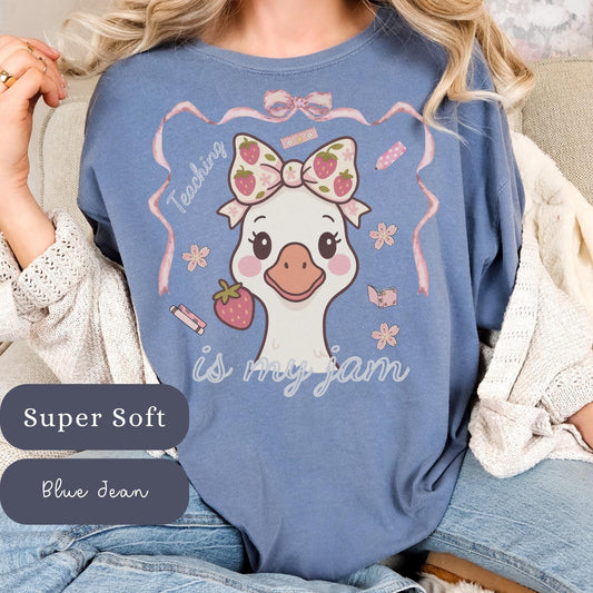 Funny Goose Teacher T-Shirt: Teaching Is My Jam - Comfort Colors