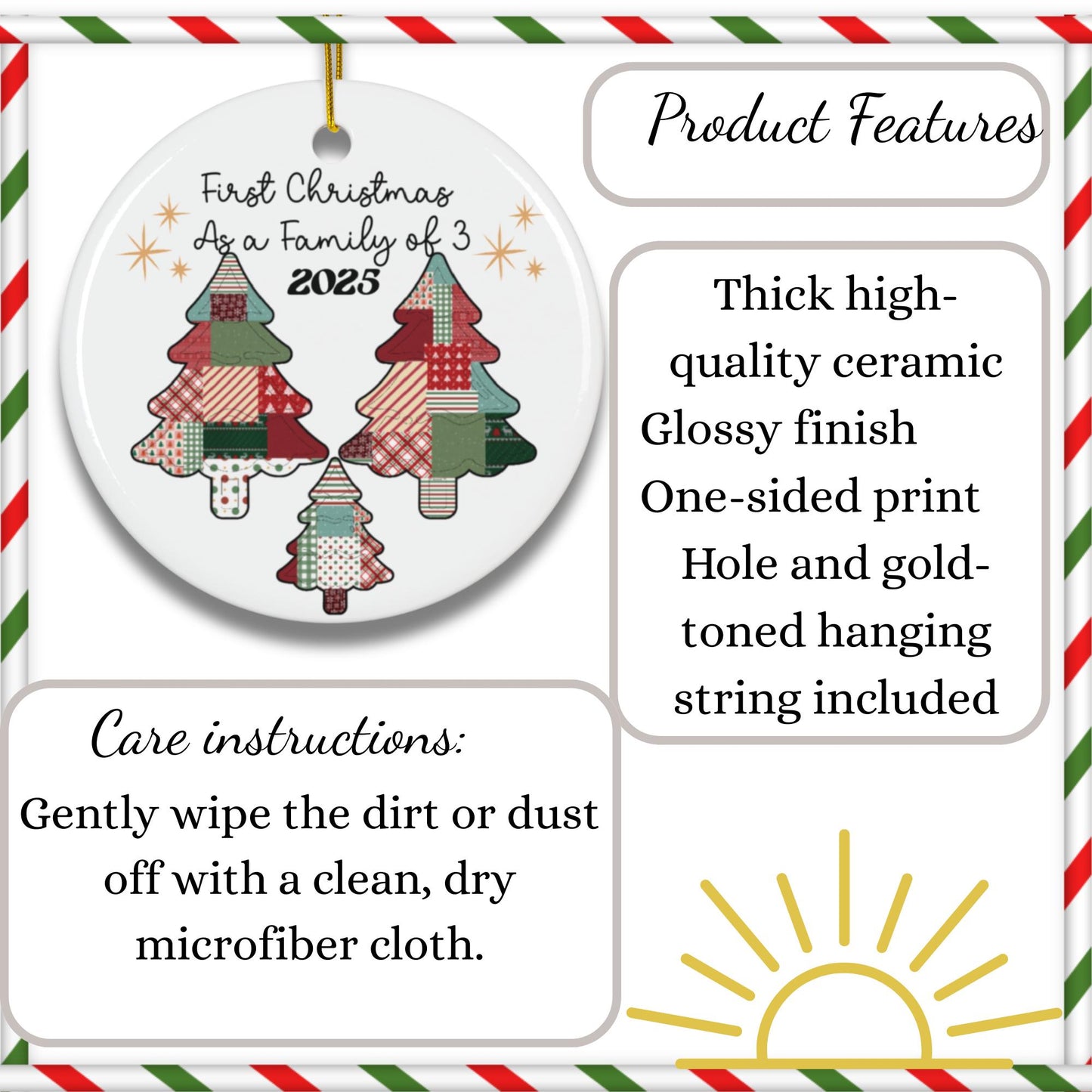 Personalized Family Christmas Ornament 2025: Quilt Patchwork Tree