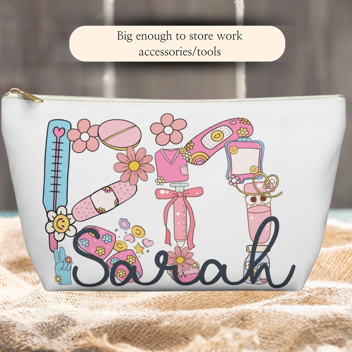 Personalized Nurse Makeup Bag: Custom RN/LPN Cosmetic Pouch
