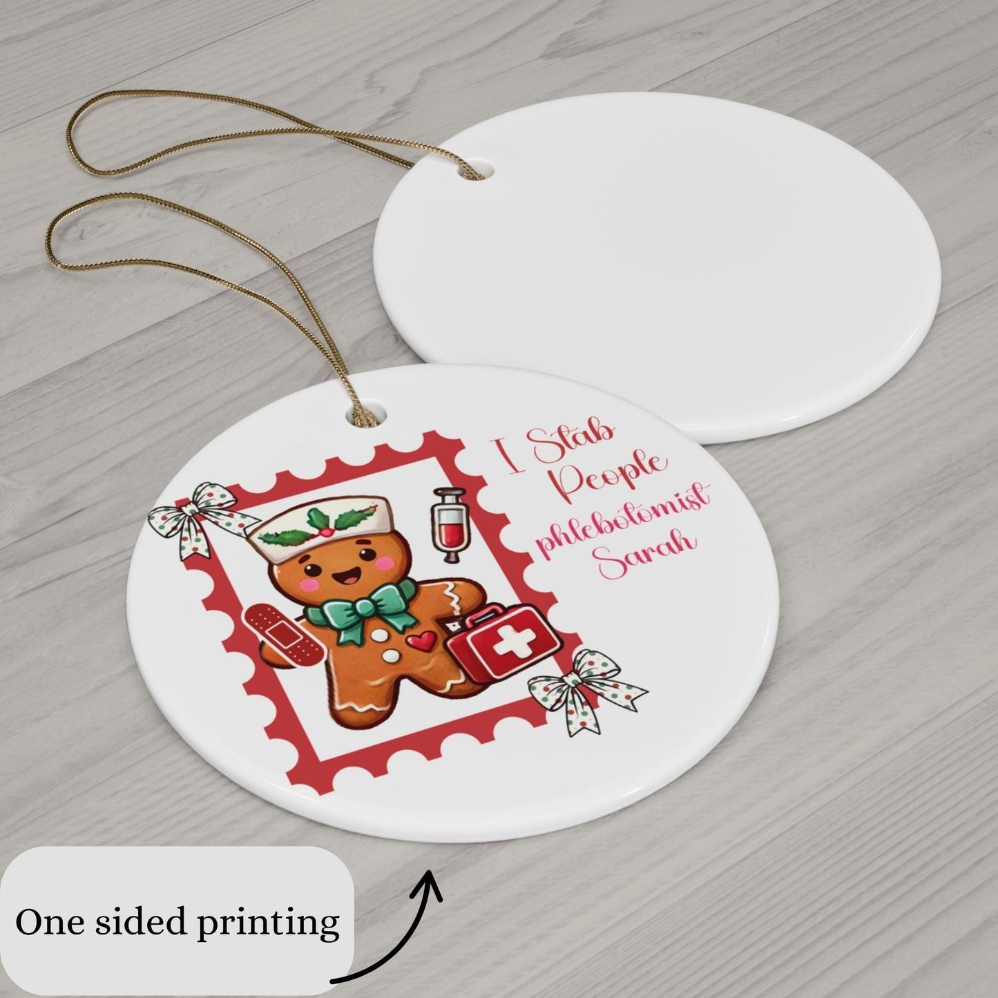 Phlebotomist Christmas Ornament: Gingerbread Stamp, Coquette Keepsake Tree Decor