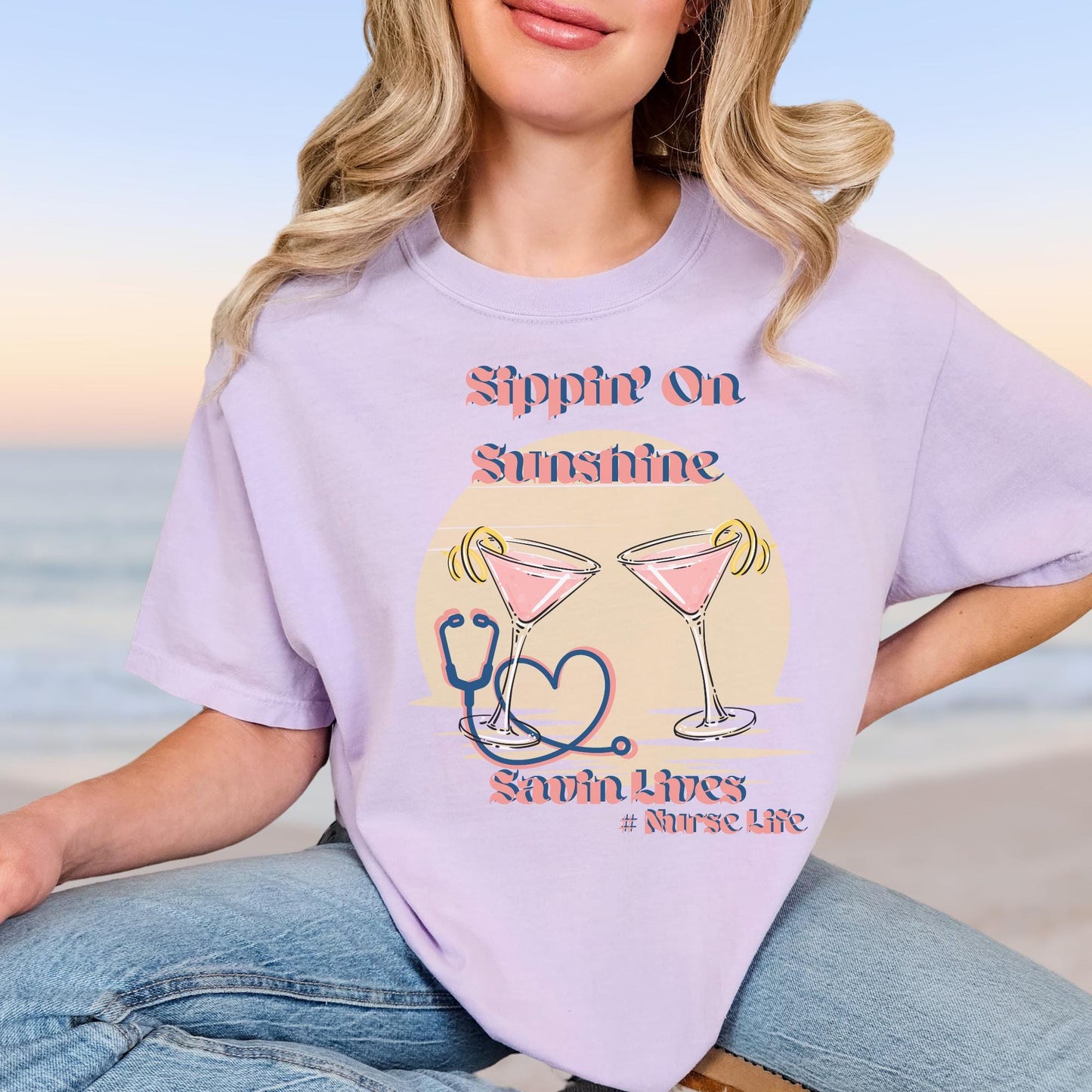 Nurse Summer Vibes Comfort Colors T-Shirt: RN Travel Trip Tee