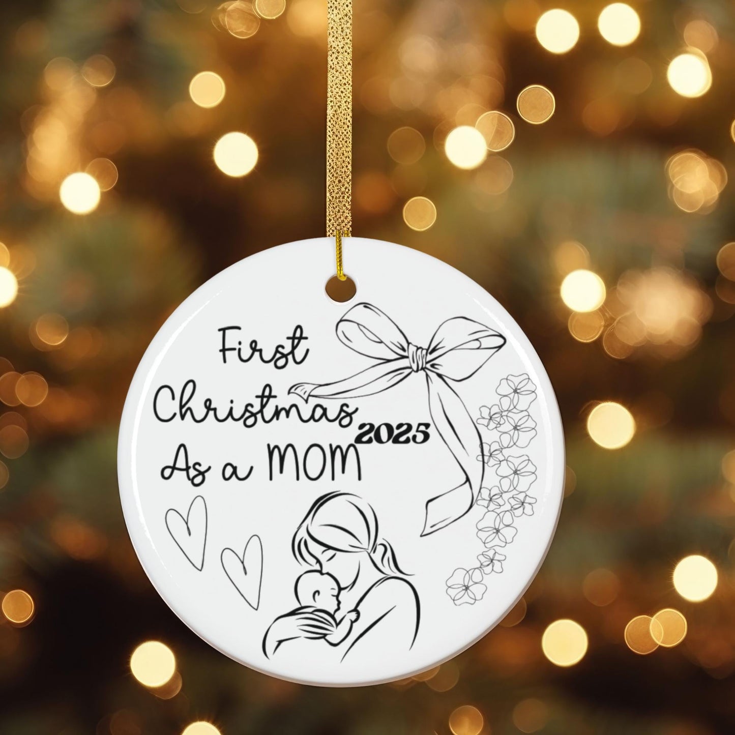 First Christmas As a Mom Ornament: Coquette Leopard Print Holiday Keepsake