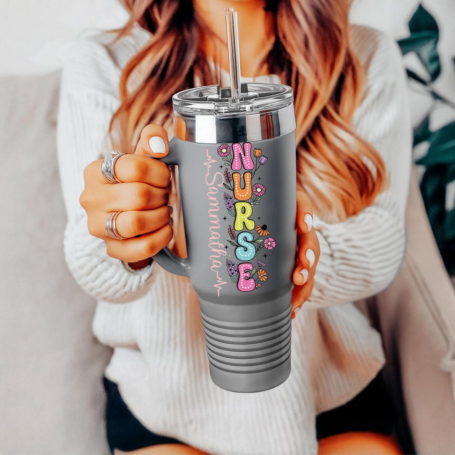 Personalized Nurse Tumbler: 40 oz Travel Mug, LPN/RN Gift