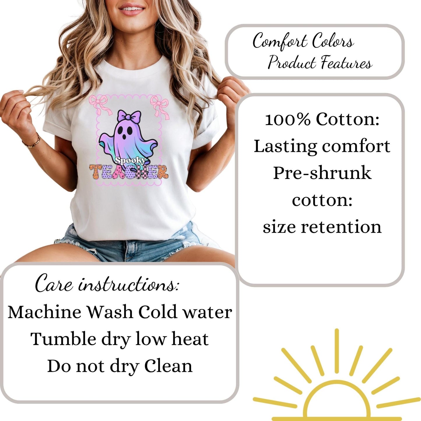 Spooky Cute Ghost Teacher T-Shirt for halloween party matching educator tee for elementary school teacher fall halloween costume shirt pre-k