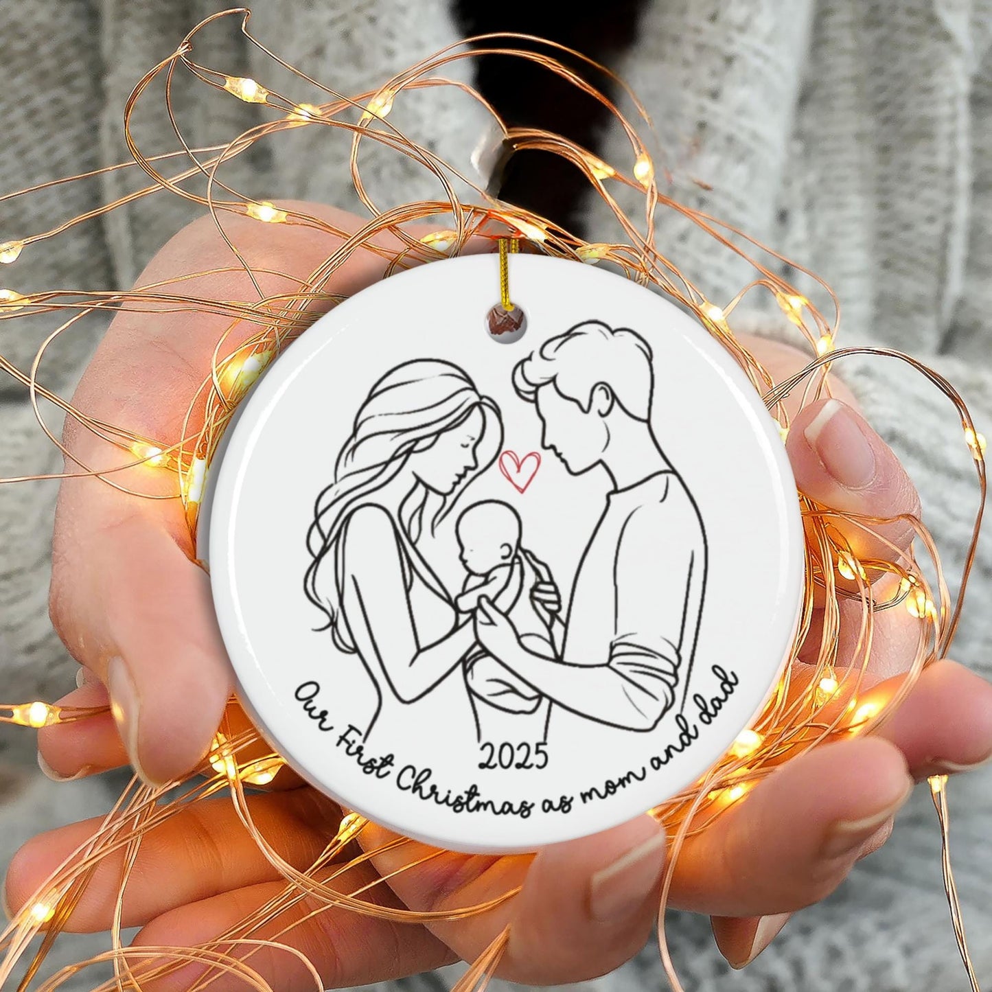 Mom & Dad's First Christmas 2025 Ornament: Ceramic Keepsake Decoration