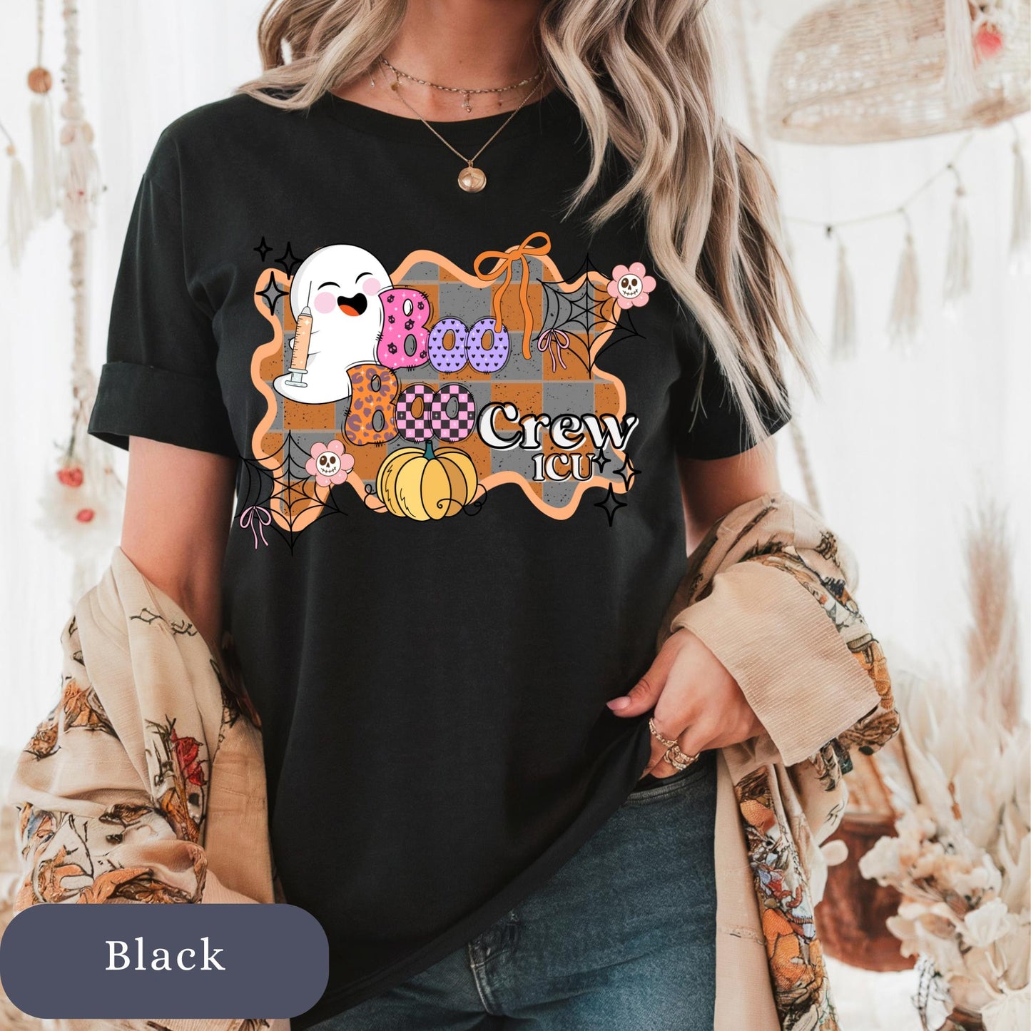 ICU Nurse Halloween boo boo crew Comfort Colors® 100% cotton autumn T-shirt S-4XL