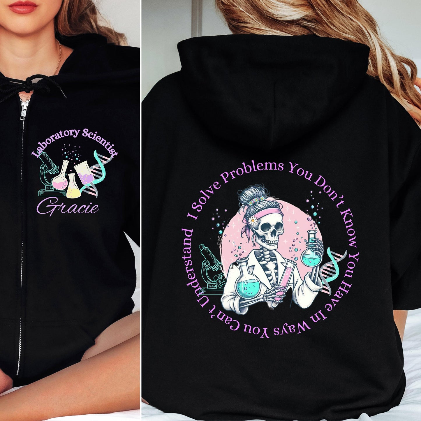 Custom Medical Lab Scientist Zip Hoodie: Funny Chemist Gift