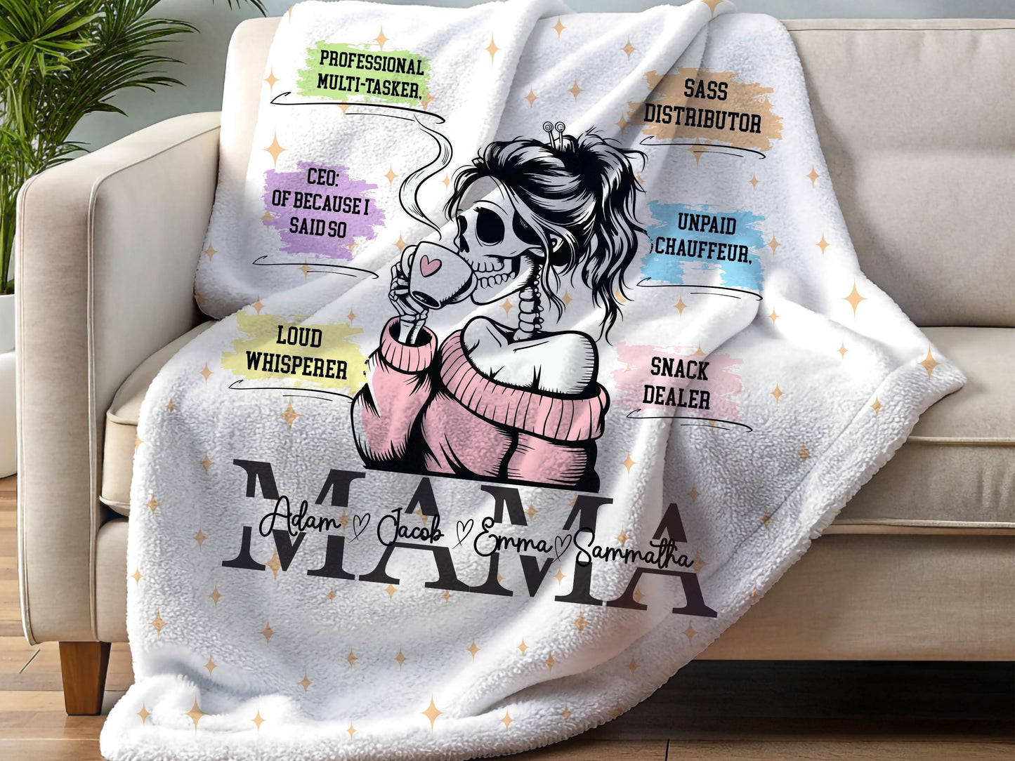 Personalized Mama Blanket: Sassy Mom Quote Velveteen Plush Throw
