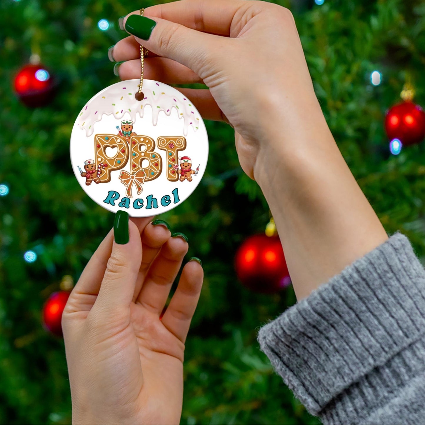 Personalized Gingerbread Phlebotomist Ornament: Custom Initial Christmas Tree Decoration