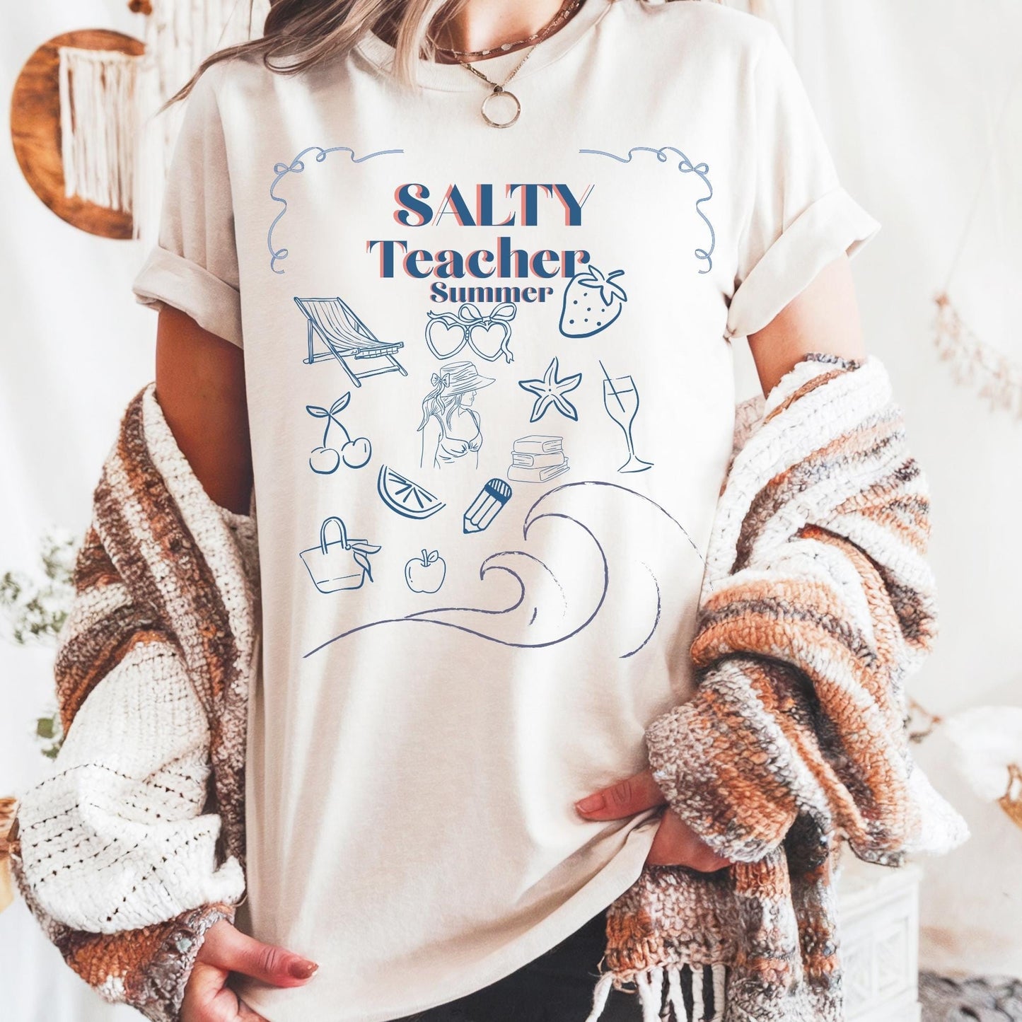 Teacher summer t-shirt for vacation travel apparel for salty teacher club shirt matching group summer girls trip tshirt teacher gift idea