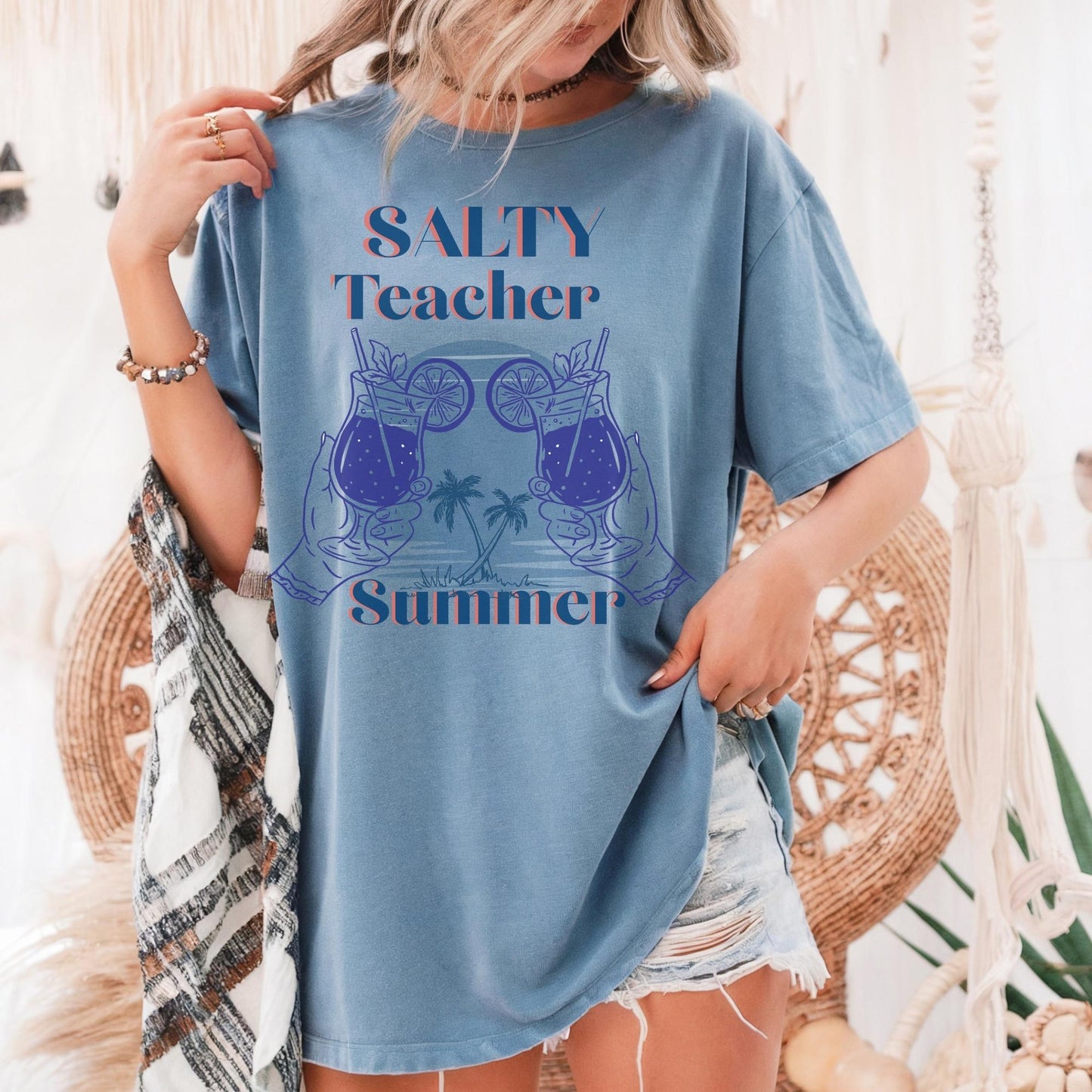 Summer beach vibes tshirt for teachers matching vacation tee gift idea memory keepsake girls trip shirt for educators end of school year tee