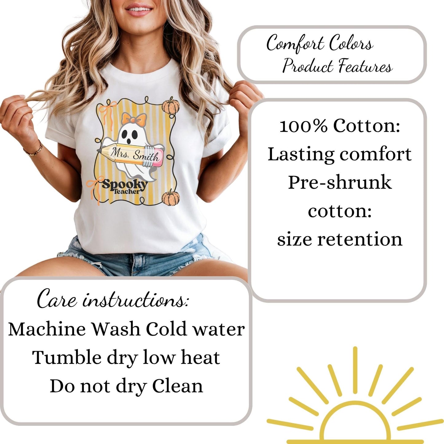 Spooky Retro Ghost Teacher T-Shirt: Halloween Coquette Tee