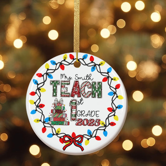 Custom Teacher Christmas Ornament 2025: Ceramic Holiday Keepsake