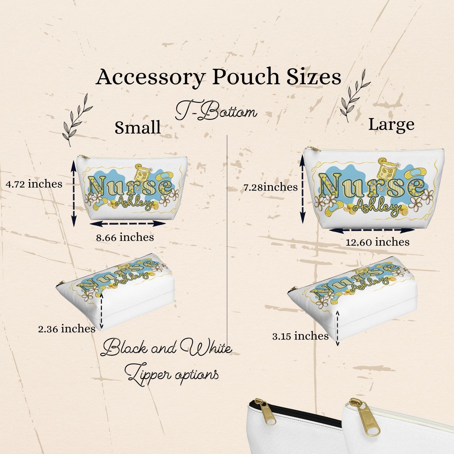 Personalized Nurse Makeup Bag: Custom Name Cosmetic Pouch