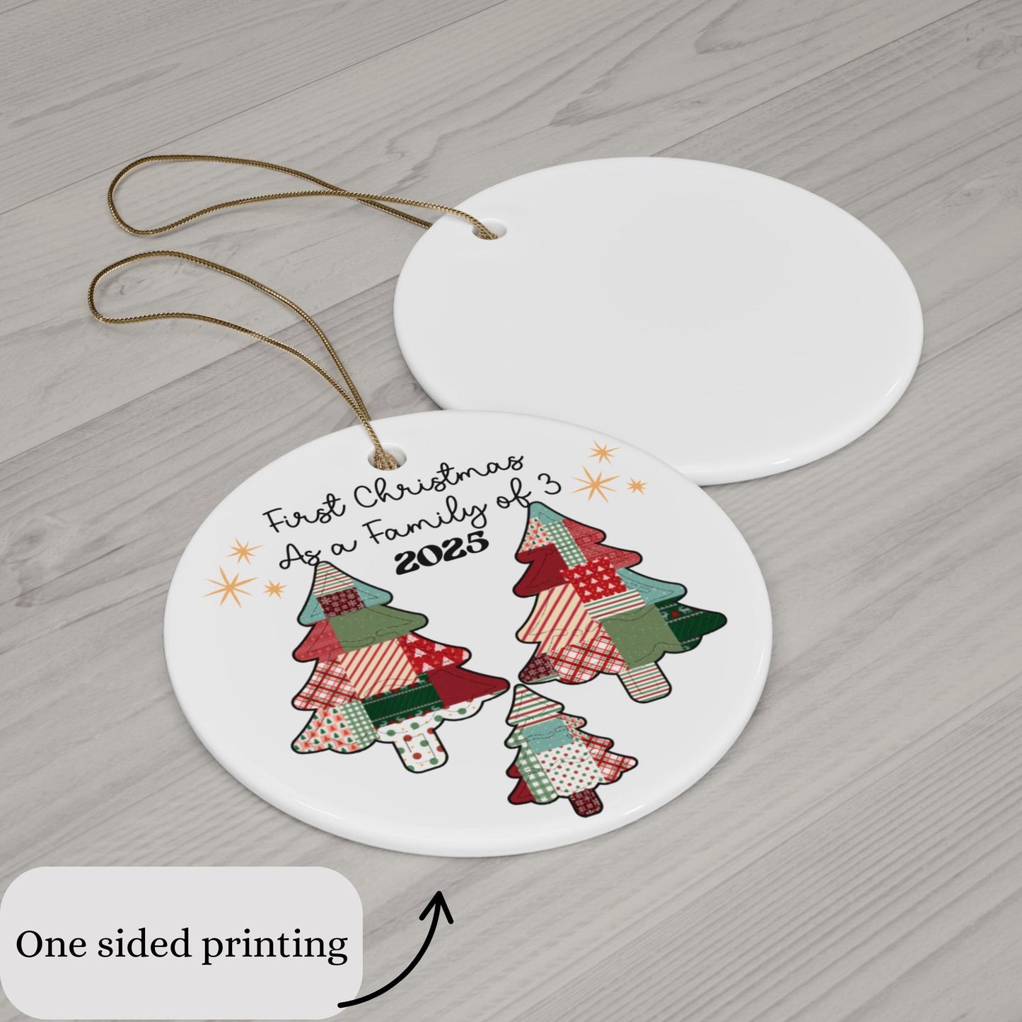 Personalized Family Christmas Ornament 2025: Quilt Patchwork Tree