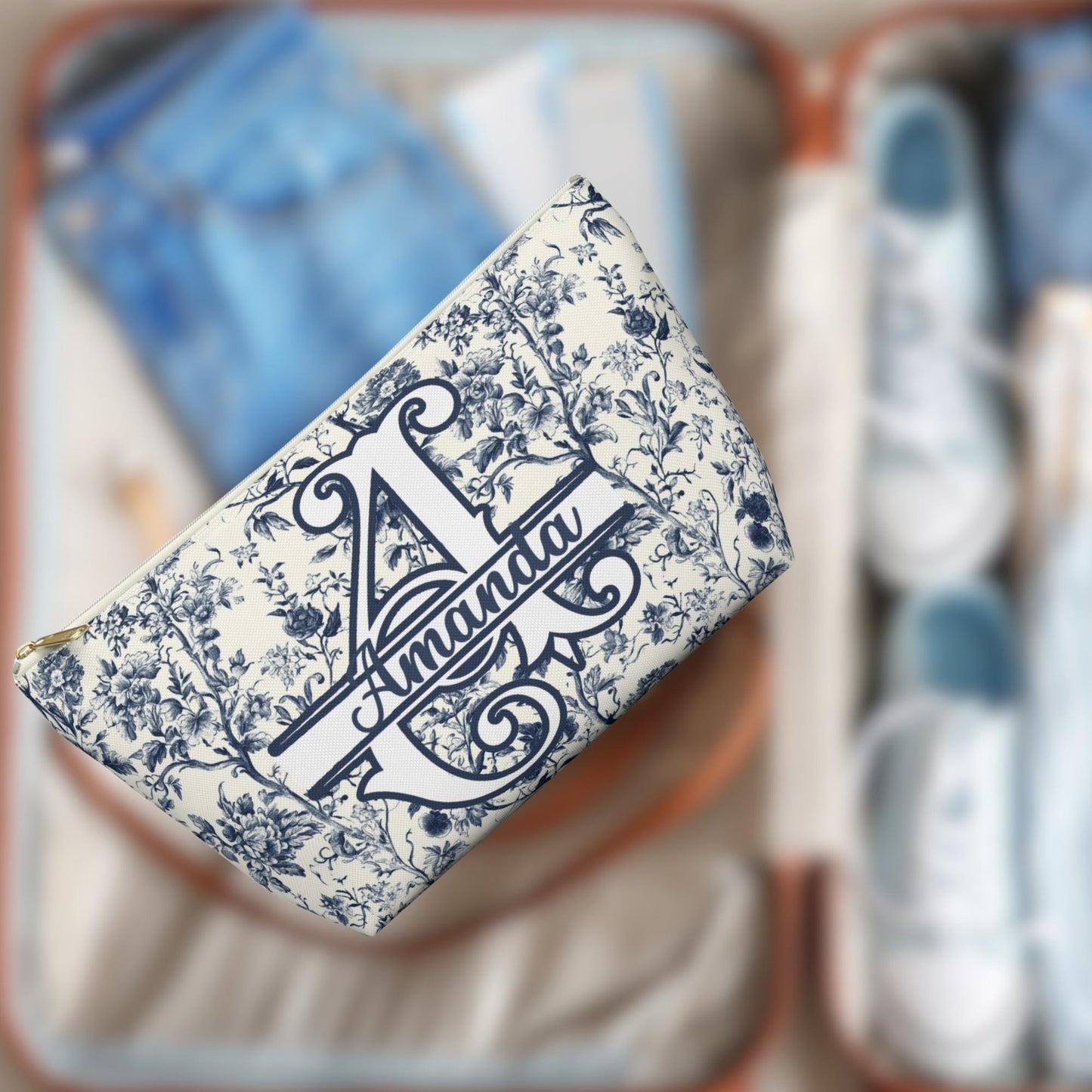 Monogrammed Makeup Bag: French Inspired Toiletry Pouch