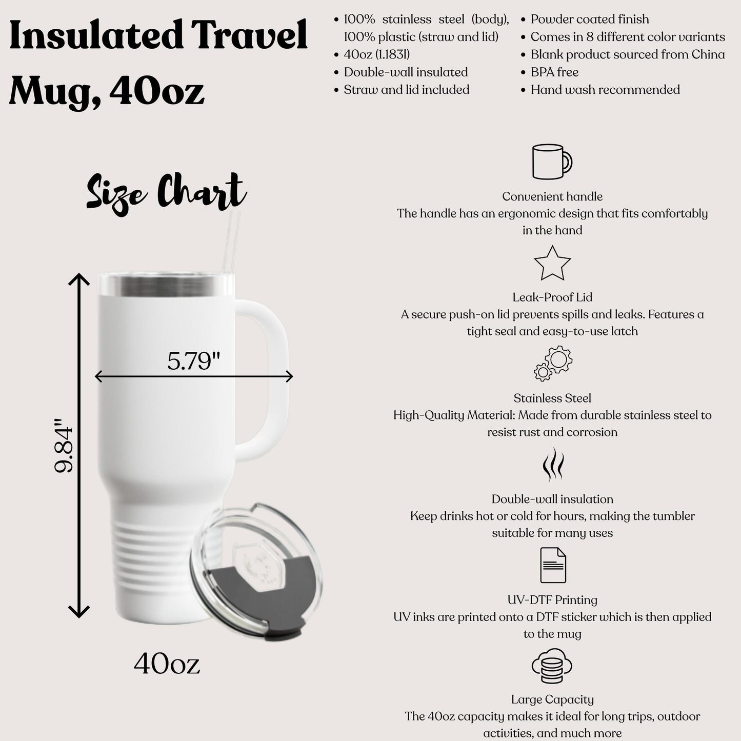 Personalized Teacher Tumbler 40oz: Insulated Travel Mug with Straw