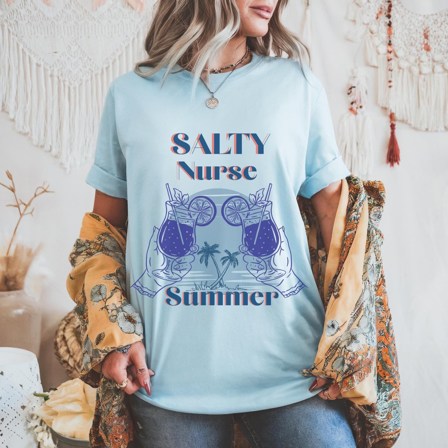 Salty Nurse Club Comfort Colors T-Shirt: RN Summer Travel Tee