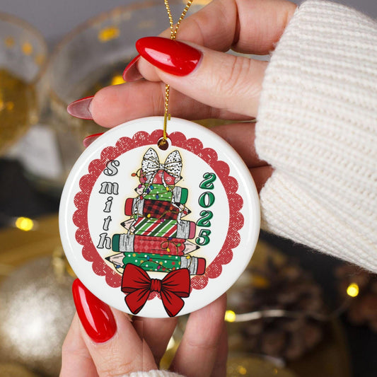 Custom Christmas New Teacher appreciation ceramic ornament keepsake