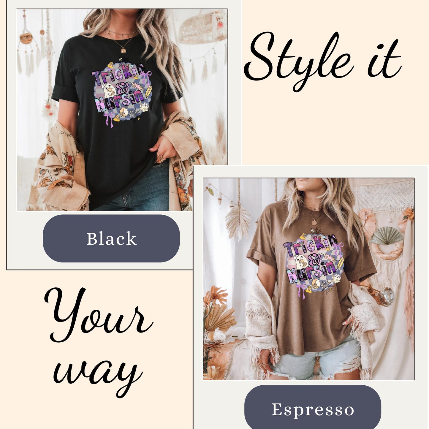 Registered Nurse Ghost Halloween Comfort Colors® 100%cotton autumn t-shirt S-4XL