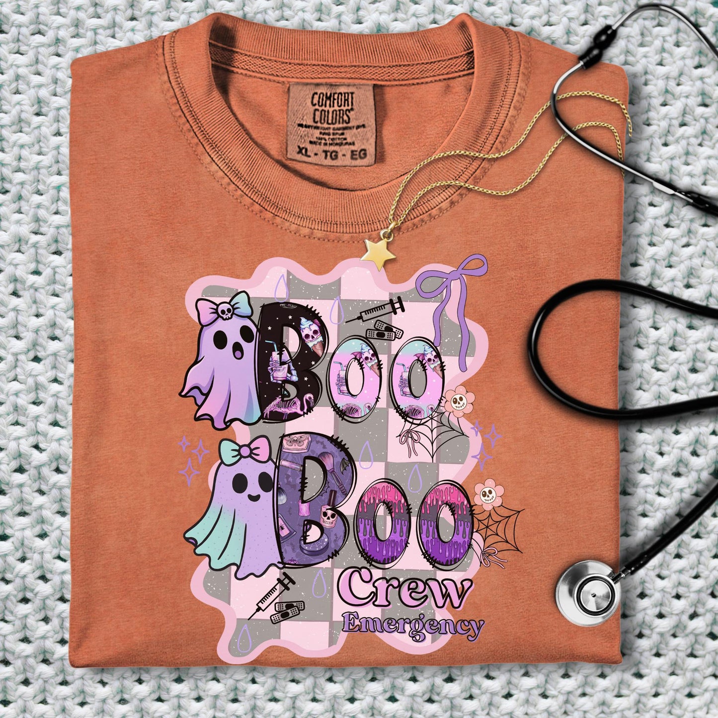 Halloween cute ghost  work nurse shirt for emergency department nurses tee er lpn registered nurse fall autumn ghost boo boo crew rn tshirt