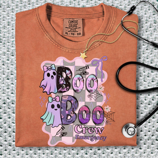 Halloween cute ghost  work nurse shirt for emergency department nurses tee er lpn registered nurse fall autumn ghost boo boo crew rn tshirt