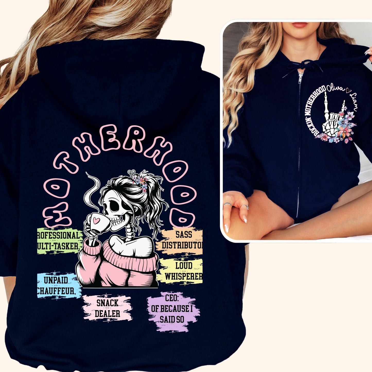 Custom hoodies mama gift from kids present for mothers day gift for her cute full zip hoodie funny mama sweatshirt hoodies for women b-day