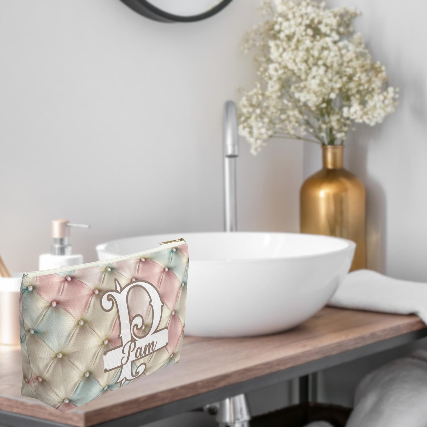 Personalized Monogram Accessory Pouch: Travel Makeup Bag, Gift for Mom
